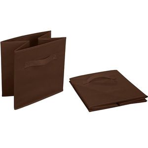 Set di 6 Scatole Portaoggetti in Tessuto Non Tessuto Marrone di Alta Qualità per Organizzazione Vestiti - Product Image 1