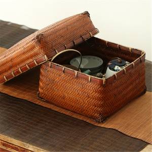 Cesta de bambú tejida con tapa, mejor precio, cajas decorativas, embalaje premium, caja de regalo - Product Image 2