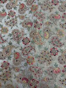 ผ้าวิสโคสพรีเมียมปักลายละเอียดประณีตด้วยด้ายหลายเส้นและลูกปัดแท้ งานปักสวยงาม - Product Image 3