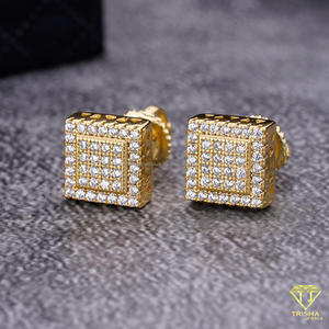Boucles d'oreilles carrées modernes en moissanite, en argent sterling 925, bijoux étincelants et brillants, cadeau pour femmes - Product Image 3