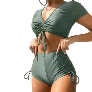 2024 OEM personnalisé taille haute Bikini profonde V maillot de bain respirant une pièce maillot de bain femmes vêtements de plage maillots de bain pour adulte - Product Image 1