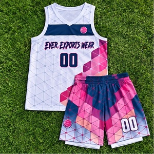 Ensemble de maillot et short de basket-ball personnalisé blanc et rose géométrique avec noms d'équipe et numéros de joueur personnalisés - Product Image 3