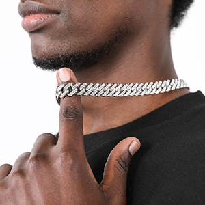 Collier chaîne cubaine en argent sterling 925 avec moissanite VVS, imitation diamant, luxe, haute brillance, style hip-hop, cadeau tendance pour homme - Product Image 2