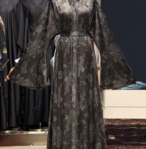 Modest Dubai Umbrella Abaya Stone Work Handmade Sequined Arabic Dubai Style Full Flare Nida Fabric Evening Party Dress - Product Image 5