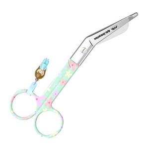 Ciseaux à pansements manuels en acier inoxydable, design floral et fond vert, certifiés CE, pour infirmières - Product Image 3