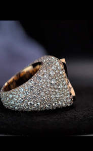 Anillo de cóctel para hombre chapado en oro rosa de 18 quilates con diamantes, engaste pavé, corte baguette, geométrico, de lujo, para uso diario - Product Image 3