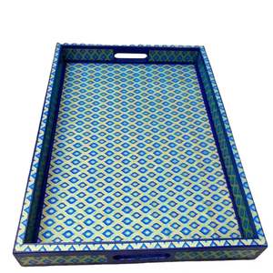 Plateau de service élégant en MDF avec finition bois pour le petit-déjeuner et le service à thé, design simple, plateau en MDF pour la cuisine et la salle à manger - Product Image 1