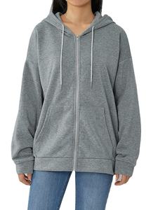 เสื้อฮู้ดมีซิปโอเวอร์ไซส์สำหรับผู้หญิง, เสื้อฮู้ดแบบหลวมมีซิปเสื้อสเวตเตอร์เสื้อโค้ทเสื้อแจ็คเก็ตขนแกะ Y2K มีกระเป๋าสำหรับวัยรุ่นผู้หญิง - Product Image 5