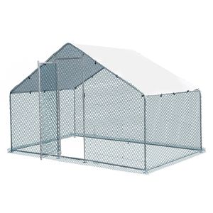 Jaula Plateada para Gallinas y Conejos 2*2*2m/6.5x6.5x6.5ft con Techo Puntiagudo, Lona Impermeable de PE de 180g, Tipo Jaula para Gallinas - Product Image 6