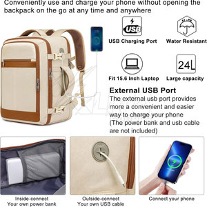 Modern Lightweight Waterproof Travel Laptop Backpack with Zipper Closure <b>USB</b> Charging Port Spacious <b>Storage</b> for Unisex Use - Product Image 3
