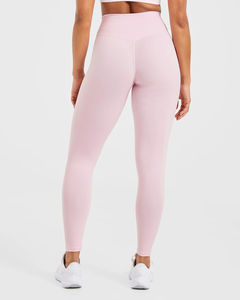 Conjuntos de 2 piezas OEM de alta demanda para mujer: Leggings esenciales en rosa pastel, lo último en moda, de cintura alta con cinturilla trasera en forma de V. - Product Image 6