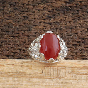 Bague Classique en Argent Sterling 925 avec Onyx Rouge Naturel en Forme de Fleur pour Femme, Idéale pour Mariage et Soirée, Bijoux Indiens en Gros - Product Image 3