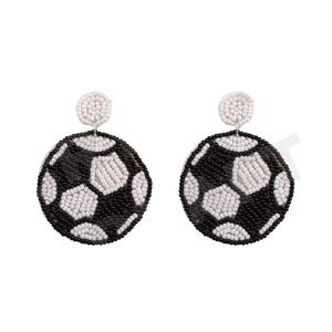 Pendientes de cuentas de fútbol de estilo Vintage para mujer, Material de tela de Color naranja, blanco y azul patriótico para boda, Día Conmemorativo - Product Image 1
