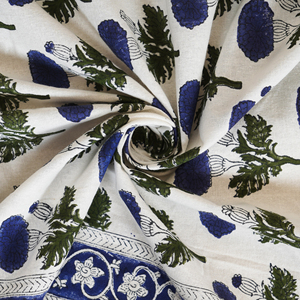 100% Cotton Floral <b>Tablecloth</b> Handmade Printed Table Cover Blue Green Decorative Dining Cloth for Home Hotel <b>Party</b> - Product Image 6