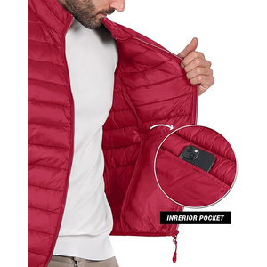 Lightweight Puffer Vest Classic Red Down <b>Padded</b> Sleeveless Jacket for Men Casual Quilted Gilet Body Warmer - Product Image 4