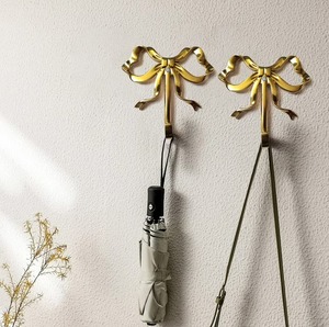 Brass <b>Hook</b> Hanger Purse <b>Hook</b> Knurling Solid Brass Wall Installation Bowknot Design Wall Mounted <b>Hook</b> Bathroom Accessories - Product Image 1