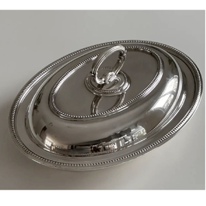 Plateau à beurre en acier inoxydable de style vintage, design personnalisé, couleur argentée, finition métallique brillante, idéal pour la table de cuisine - Product Image 2