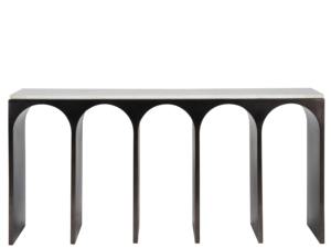Mesa de Sofá Moderna Escultural con Estructura de Hierro y Superficie Blanca, Pieza Decorativa Contemporánea para Sala de Estar - Product Image 3