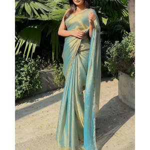Sari perlé de créateur pour les fêtes, travail manuel pour les tenues de club - Product Image 5