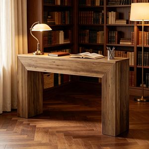 Consolle Lunga in Legno Massello da 62,99 Pollici Stile Rustico Contemporaneo, Design Industriale per Soggiorno con Vano Portaoggetti in Metallo - Product Image 6