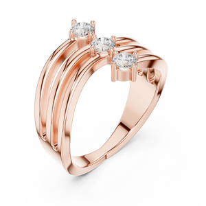 Custom Rose <b>Gold</b> Three Stone Lab Grown Diamond <b>Cocktail</b> <b>Ring</b> Fine Jewelry for Women - Product Image 1