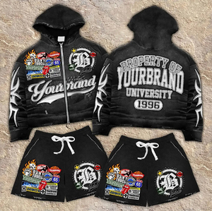 Custom Sweatsuit Track Short Set Nylon Polyester Suit <b>Summer</b> Two Piece Windbreaker Tracksuit Hoodie and Shorts <b>Jacket</b> Sets <b>Men</b> - Product Image 6