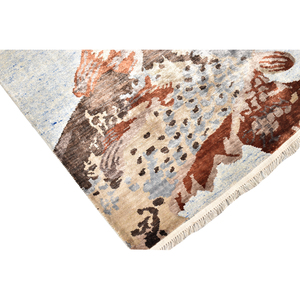 Tapis en laine fait main 9x12, design artistique moderne motif poisson, décoration de luxe pour salon - Product Image 2
