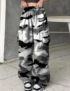 Women's Business Casual Regular Fit Cargo Pants <b>Elastic</b> Waist Solid Print Autumn <b>Work</b> Clothes for 100% Cotton Embroidery - Product Image 6