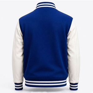 High Quality Custom Canvas Long Varsity <b>Jacket</b> <b>Men</b> Custom Color Contrast Sleeve Preppy Style Button Front Logo Printing <b>Summer</b> - Product Image 3
