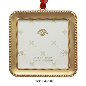 Gold Square <b>Christmas</b> Ornament 2.5x2.5 In Metallic Finish Classic Style Indoor Decor - Product Image 1