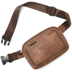 Durable PU Leather Belt Bag with Zipper Closure Spacious Storage & Compact Crossbody Design for Travel & Outdoor Use - Product Image 1