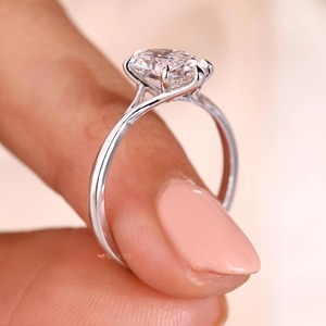 แหวนเพชรเพาะเลี้ยงทรงทิวลิป 1 ถึง 3 กะรัต แหวนเพชรเพาะเลี้ยงทรงวงรีสำหรับผู้หญิง แหวนแต่งงานแบบแยกส่วน - Product Image 5