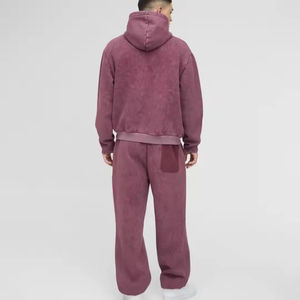 Conjunto Deportivo Informal con Capucha para Hombre, Corte Regular, 100% Algodón, Ligero, Lavado Ácido, Estampado, Color Sólido, Mangas Largas - Product Image 3