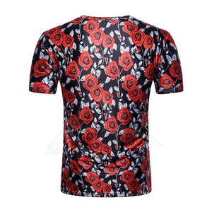 เสื้อยืดผู้ชายลายกุหลาบ พิมพ์โลโก้ด้านหน้า แขนสั้น คอกลม ผ้าถัก สไตล์ลำลอง ซับลิเมชั่น พูลโอเวอร์ น้ำหนัก 320 กรัม แบบอัดแน่น - Product Image 4