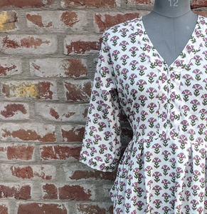 Vestido largo informal con estampado de bloques a mano, vestido Maxi bordado Floral de algodón indio, tela de algodón 100% Sostenible - Product Image 3