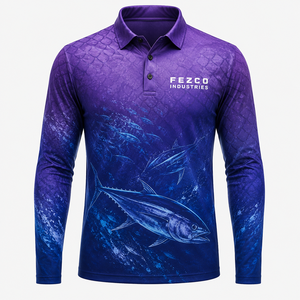 เสื้อโปโลตกปลาสำหรับผู้ใหญ่ UPF50+ แขนยาว เสื้อผ้าตกปลาแบบกำหนดเอง 100% โพลีเอสเตอร์ เสื้อสำหรับตกปลา - Product Image 3