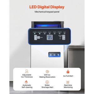 Macchina per il Ghiaccio Professionale da Cucina, Produzione 120 libbre/24H, 36 Cubetti in 15 Minuti, Grande Capacità di Stoccaggio 28 libbre - Product Image 4