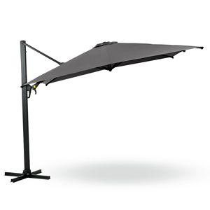 Ombrello da giardino a sbalzo da 10 piedi con rotazione di 360 gradi e regolazione dell'inclinazione ombrello esterno Offset quadrato su palo grigio in alluminio - Product Image 1