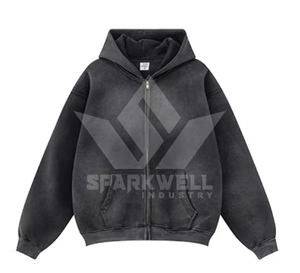 Sweat à capuche gris en molleton de coton pour homme, coupe oversize, couleur unie, manches classiques, décontracté, hiver, avec poches, respirant, service OEM - Product Image 2
