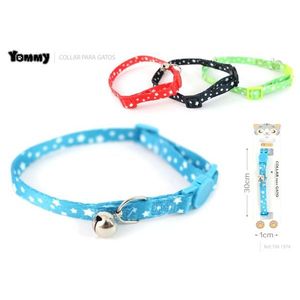 Collier pour chat Yommy bleu avec étoiles 30cm avec clochette pour chats - Product Image 1