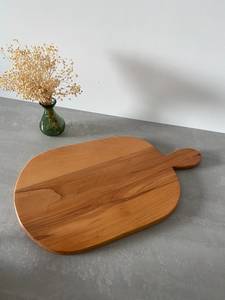 Planche à découper en bois de forme ronde avec poignée, bord naturel, planche à découper de cuisine durable, épaisseur 9 mm, passe au lave-vaisselle - Product Image 5