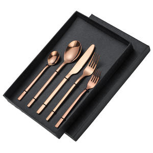 New Arrival Copper Cutlery Set of 4 <b>gift</b> <b>box</b> packing Flatware Set mirrored steel <b>Christmas</b> party giftware spoon - Product Image 6