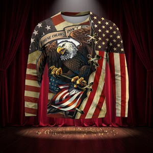 <b>Men's</b> Long Sleeve American Flag Eagle Print T-<b>Shirt</b> Sublimation Casual O-Neck Regular Fit Pattern Design - Product Image 4