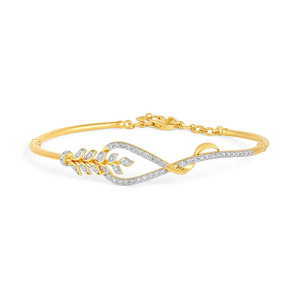 <b>Infinity</b> Leaf Diamond <b>Bracelet</b> with Yellow Gold Slim Band and Flowing Botanical Center Design - Product Image 2