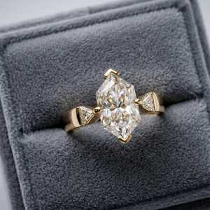 Gorgeous Lab Grown 3.01CT VS1 Hexagon Cut Diamond Modern <b>Ring</b> For Women's 14K Solid Gold Wedding Party Gift For Girlfriends - Product Image 3