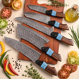 UMAR FAROOQ CUTLERY KITCHEN WARE Juego de Cuchillos de Chef de 5 Piezas, Hechos a Mano, de Acero de Damasco de 33 Capas, con Mango de Madera Ambidiestro, Duraderos y Afilados - Product Image 1