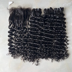 ผมต่อแบบเป็นลอนลึกสำหรับผู้หญิงผิวดำผมต่อแบบไม่ผ่านกระบวนการในเวียดนาม - Product Image 1