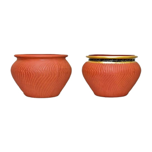 Jardinière en terre cuite artisanale au design Art Déco moderne, écologique, pour la décoration extérieure de la maison pour Diwali - Product Image 3