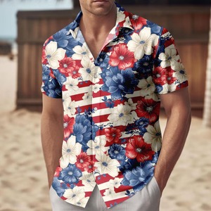Chemises hawaïennes décontractées pour hommes, à manches courtes, imprimées de motifs floraux tropicaux, style Aloha, pour les vacances, sur mesure OEM/ODM - Product Image 2