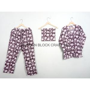 Conjunto de Pijama de Manga Larga con Cuello en V 100% Algodón para Mujer, Suave, Transpirable y Lavable a Máquina - Product Image 1